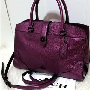Coach Mercer Satchel Metallic Mauve